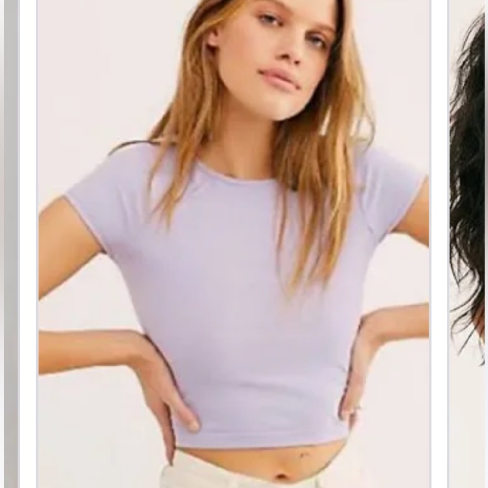 Free People Purple Crop Top with Cap Sleeves. Size Small.